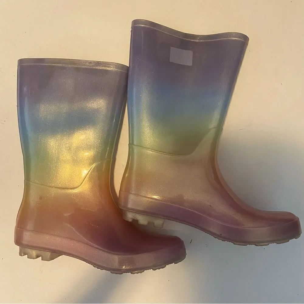 Cat & Jack girls Shoes Cece Rain Boots Pearl ombre multicolor rainbow-6